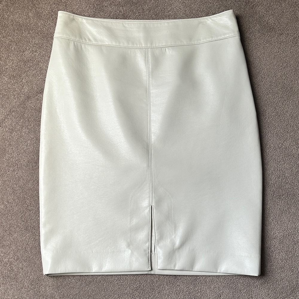 Aritzia Babaton Cream Faux Leather Pencil Skirt